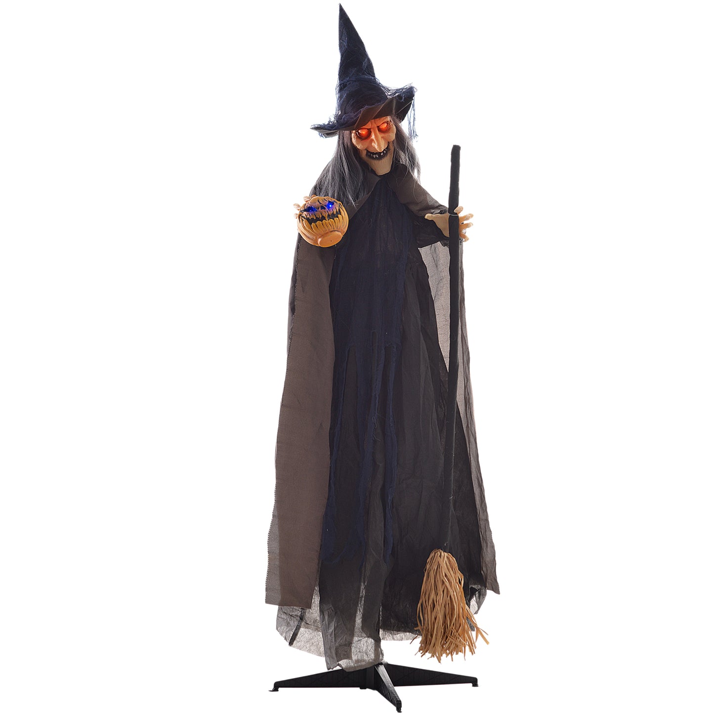 Outsunny 5.6' Life Size Clown Outdoor Halloween Decoration Animatronic, Animated Prop w/ Light Up Eyes