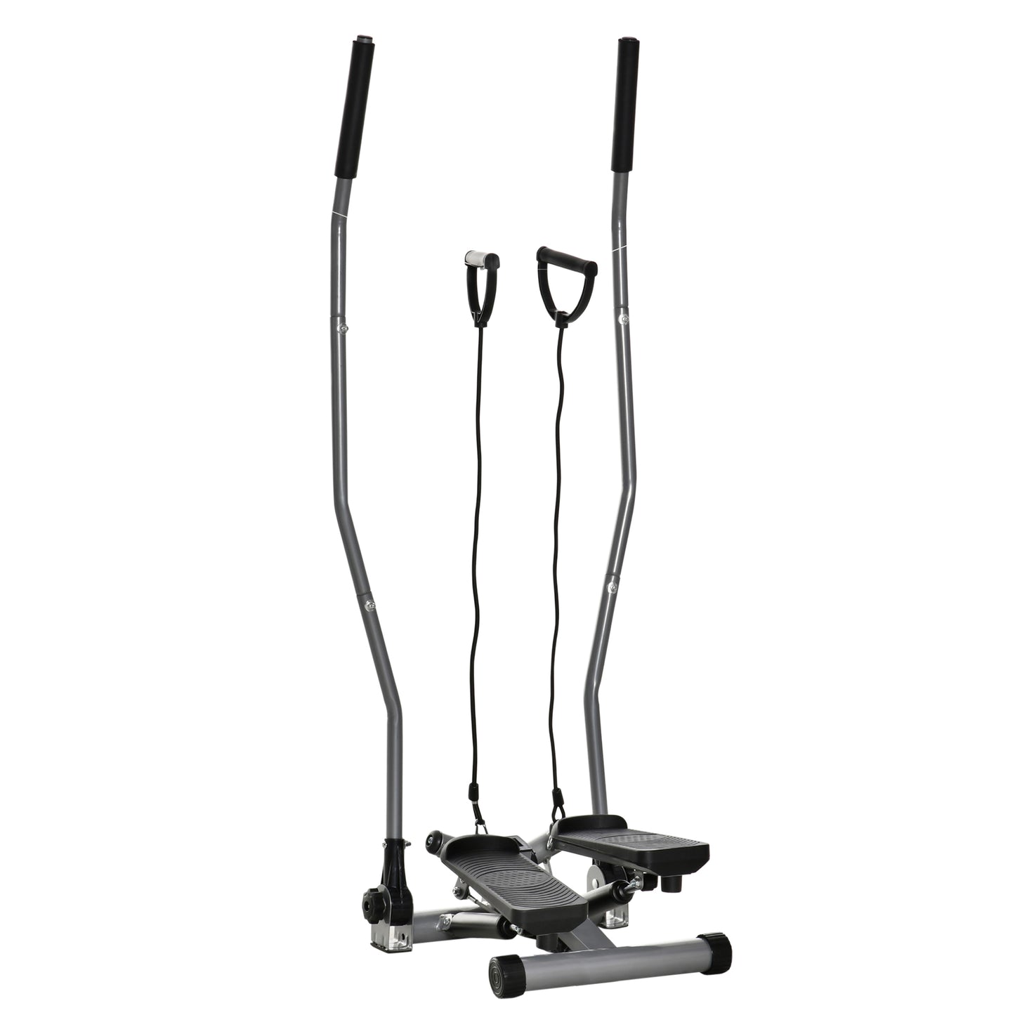 Soozier Twist Stair Stepper Exercise Machine with Rocking Handlebars, Cardio Climber Exercise Equipment with Hydraulic Resistance, LCD Display for Home Workout Exercise, Silver