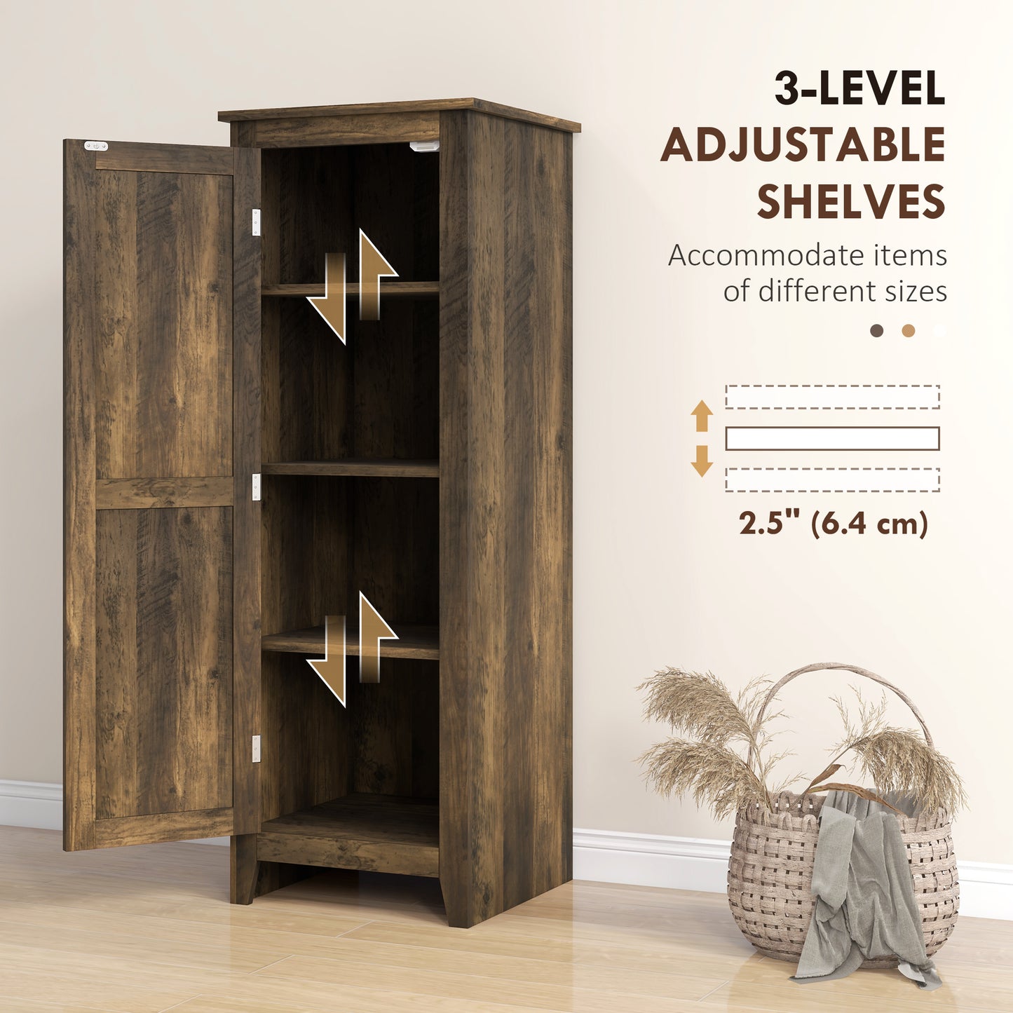 HOMCOM 48" Farmhouse Kitchen Pantry Storage Cabinet with Barn Door, Kitchen Pantry Cabinet with Adjustable Shelves, Natural