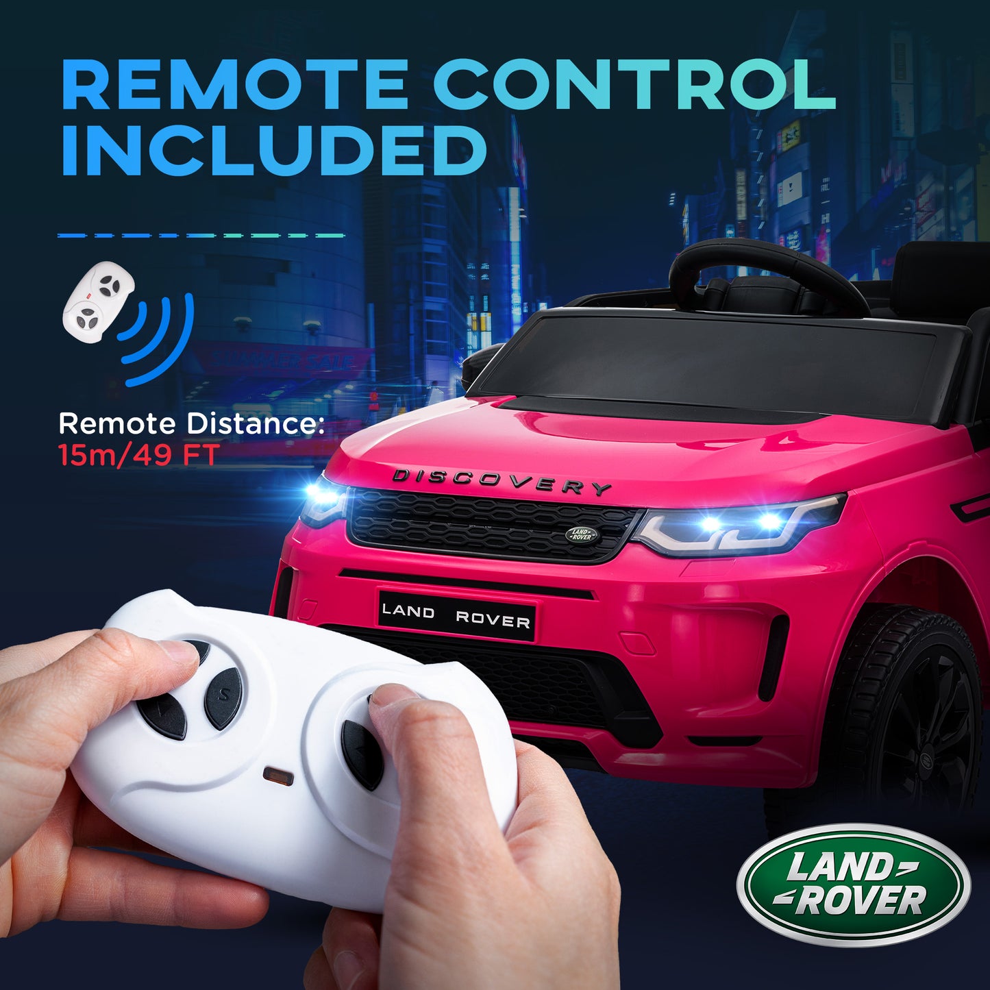 Qaba Land Rover Discovery Sport Licensed 12V Ride on Car w/ Remote, Soft Start, LED Lights, Music Horn, White