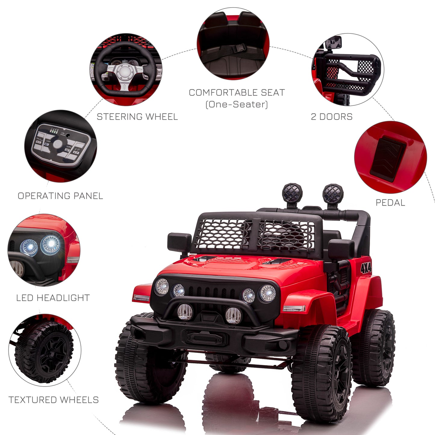 Aosom 12V Battery Powered Kids Ride On Car Off Road Truck Toy w/ Parent Remote, Black