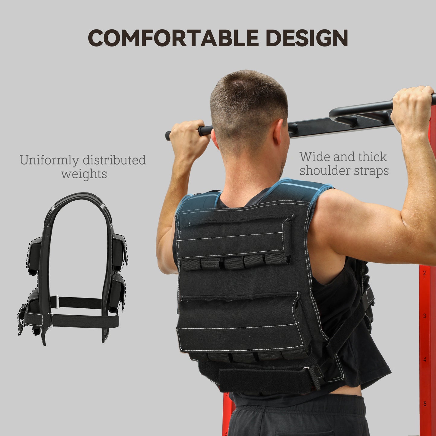 Soozier 44LBS Adjustable Weighted Vest, Weight Vest with Reflective Strips, Snug Fit for Men Women Running Strength Training