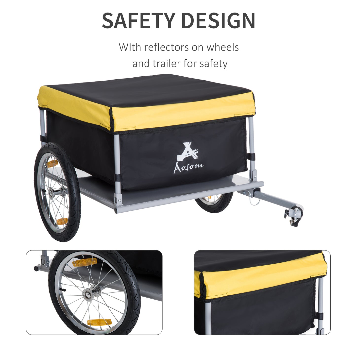 Aosom Bike Cargo Trailer Bicycle Luggage Carrier Cart with Cover Black Red