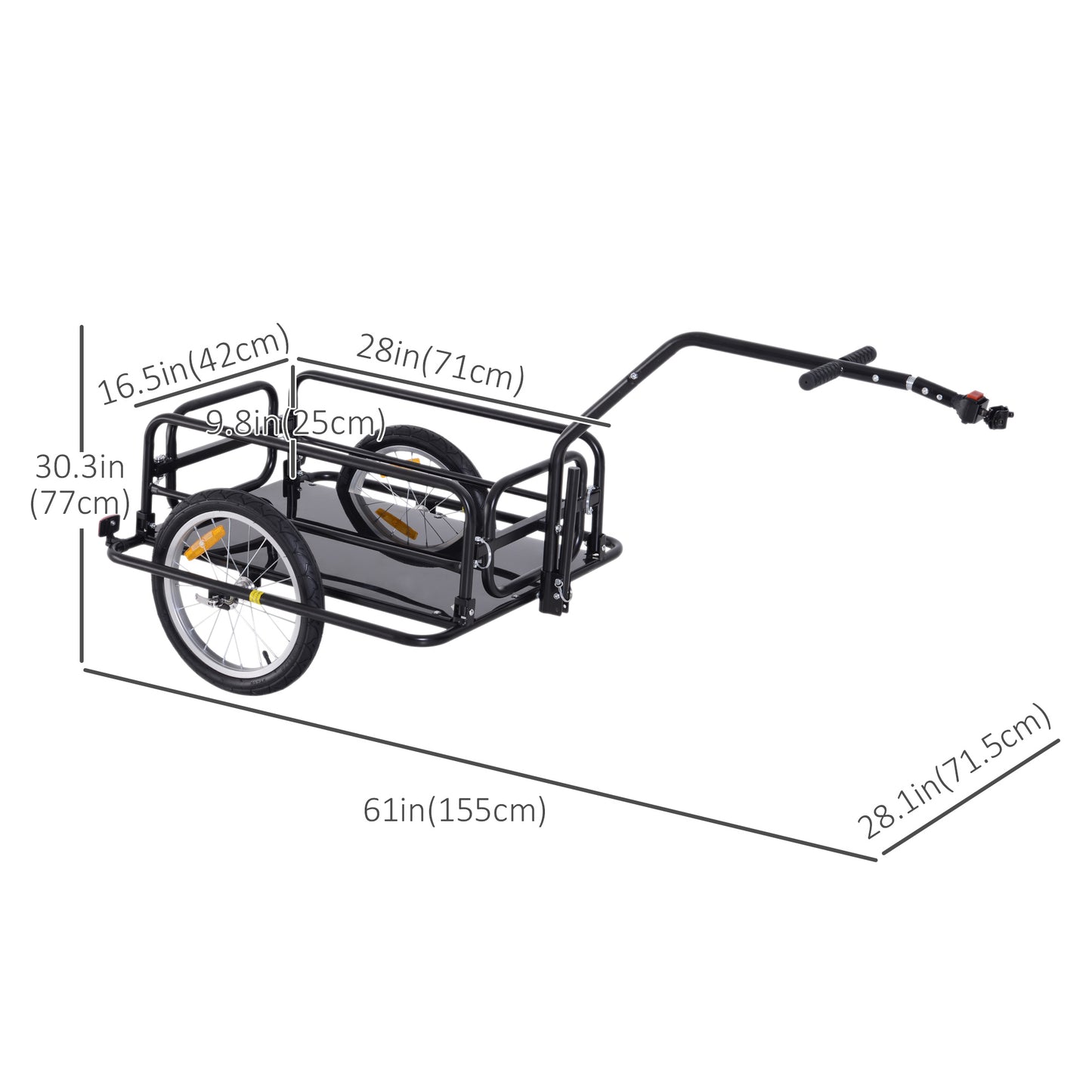 Aosom Folding Bicycle Cargo Trailer Utility Bike Cart Carrier Garden Patio Tool with Hitch Black