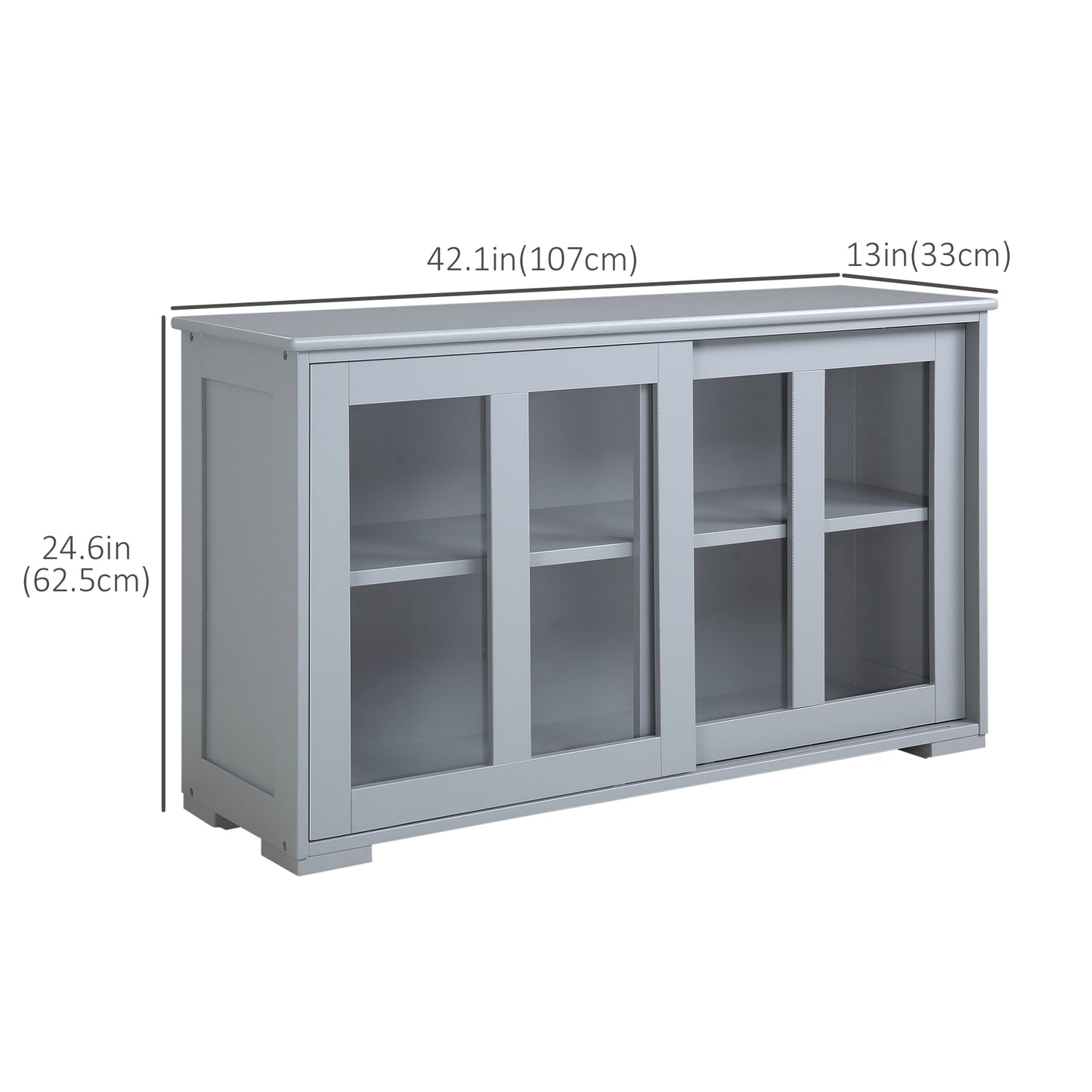 HOMCOM Kitchen Sideboard, Stackable Storage Cabinet, Sliding Glass Door Console, Serving Buffet for Kitchen & Dining Room