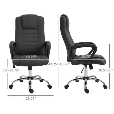 Vinsetto High Back Office Chair, Height Adjustable Computer Desk Chair with Swivel Wheels and Tilt Function, Charcoal Grey