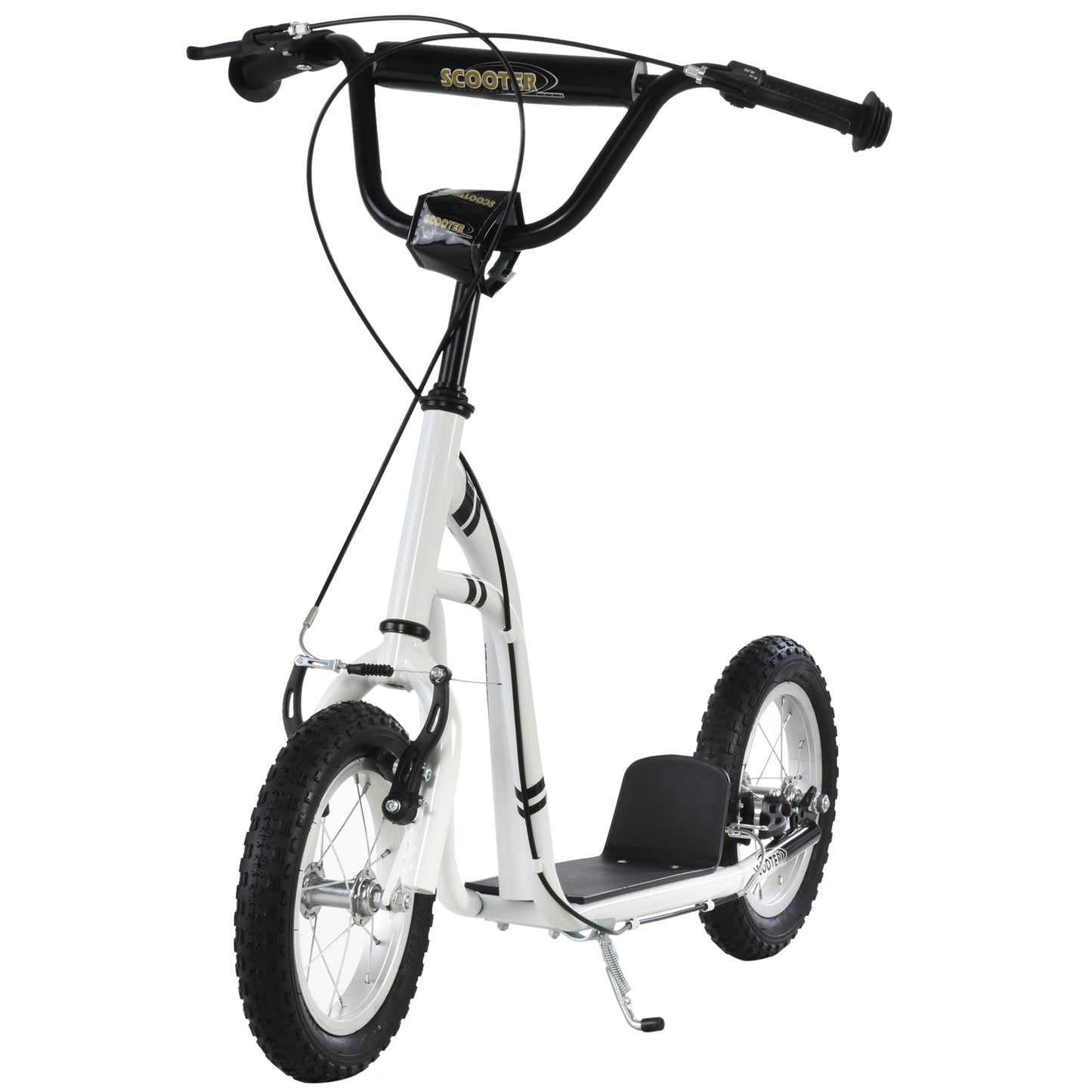 Aosom Dual Brakes Kick Scooter 12-Inch Inflatable Front Wheel Ride On Toy for Age 5+, Black