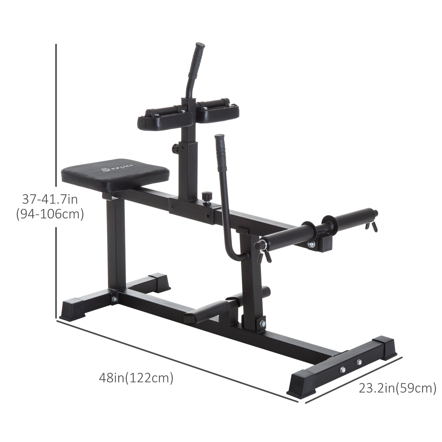 Soozier Adjustable Seated Calf Raise Machine, Steel Leg Press Machine, Strength Training Gym Equipment for Legs, Waist And Arms, Black