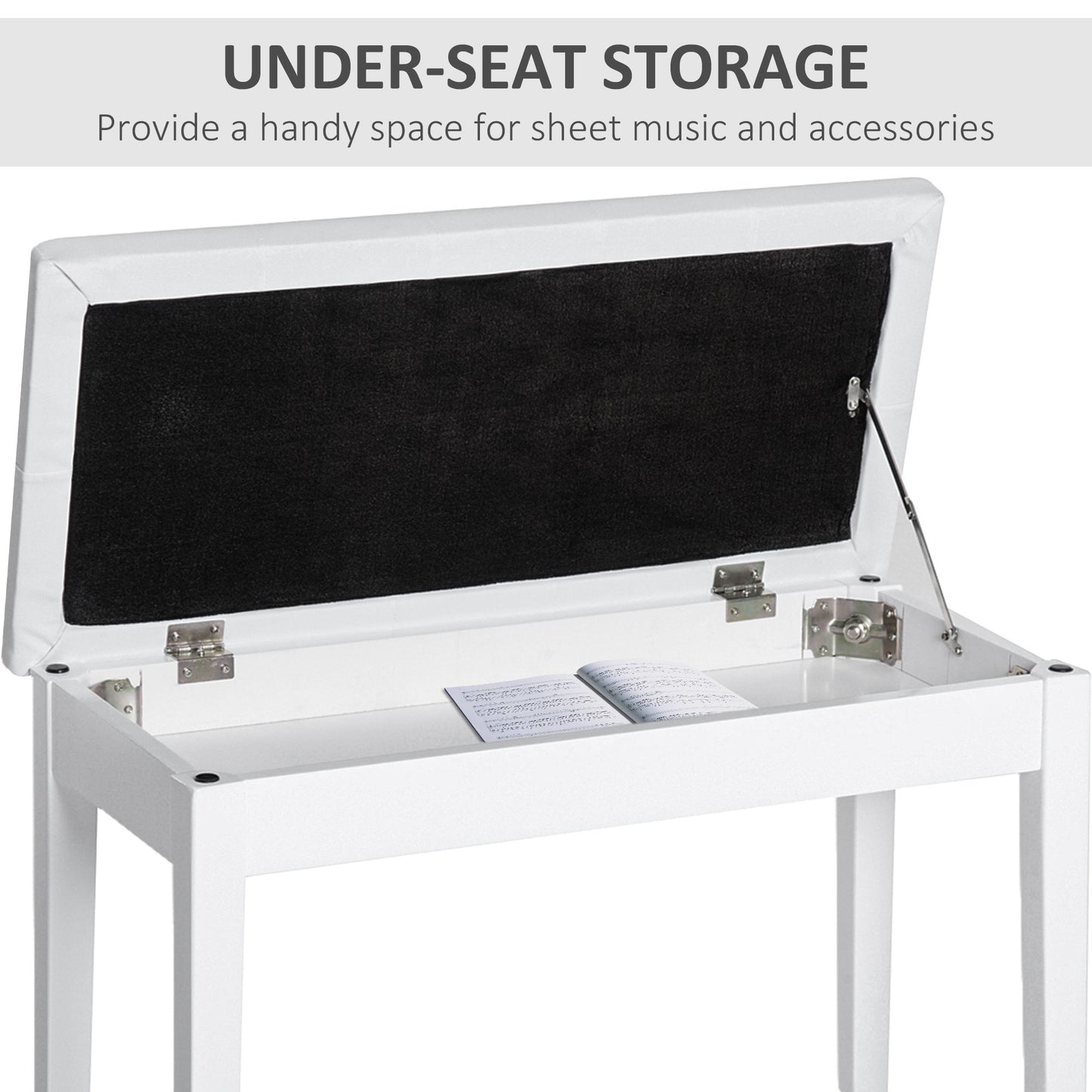HOMCOM 30" Piano Bench with Padded Cushion and Storage, Faux Leather Keyboard Bench with Solid Wood Legs, Black