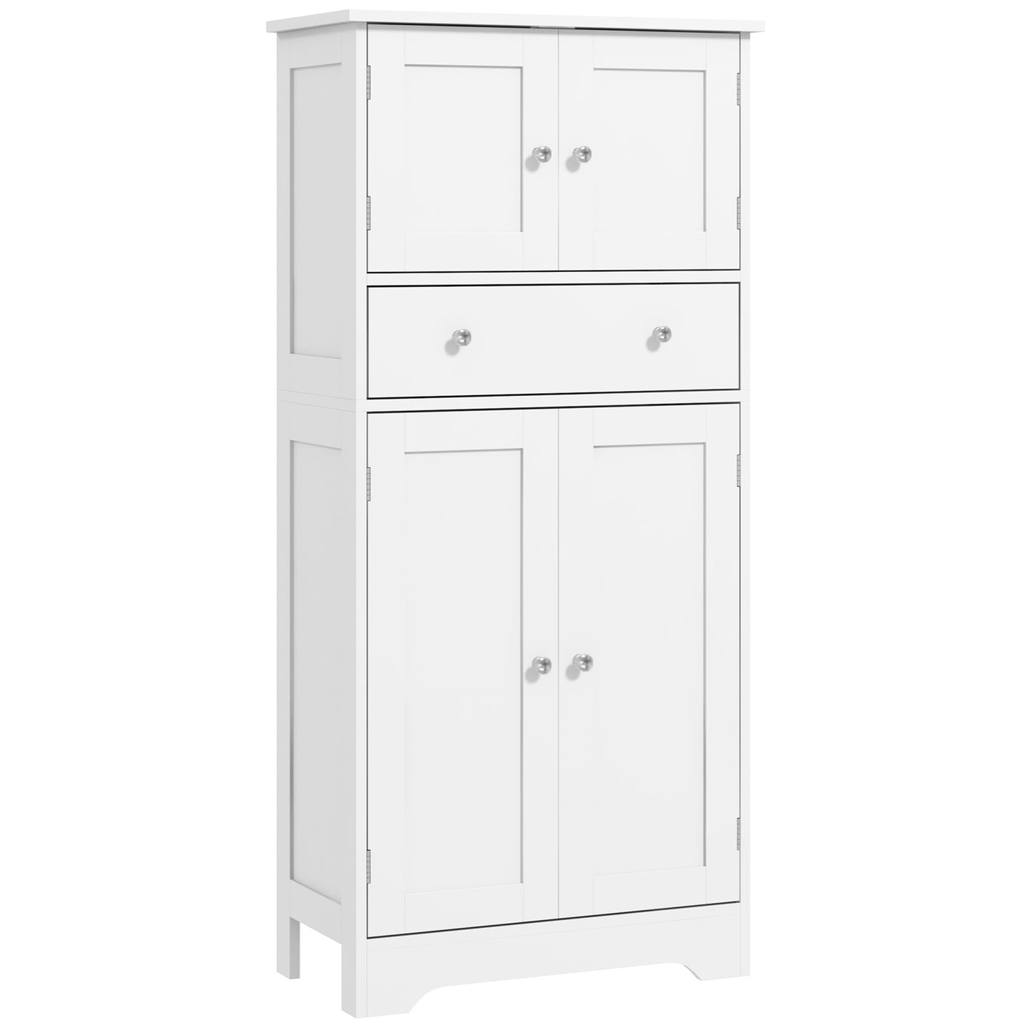 HOMCOM 50.5" Kitchen Storage Cabinet, Modern Kitchen Pantry Cabinet with 4 Doors, Drawer, Adjustable Shelf, Black