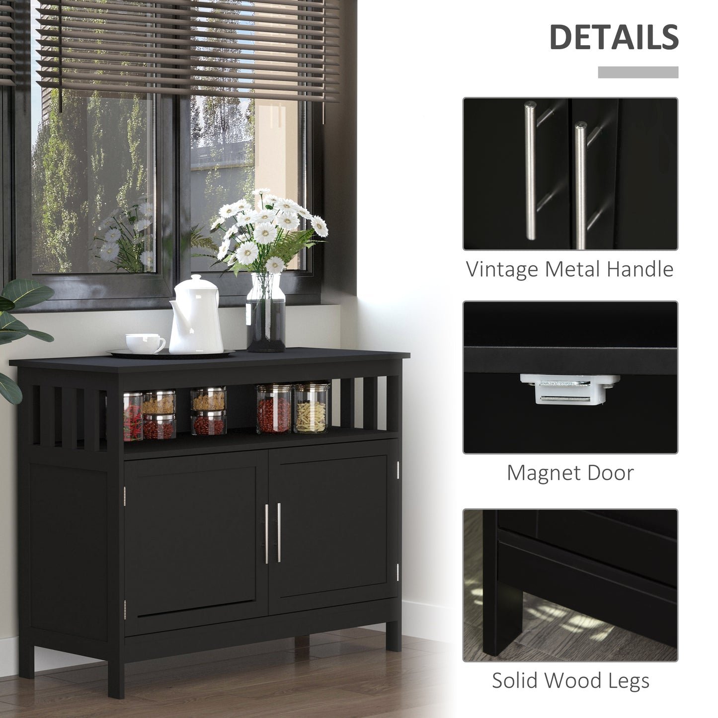 HOMCOM Wooden Console Table with Open Shelf and 2 layers Cabinet Kitchen Furniture