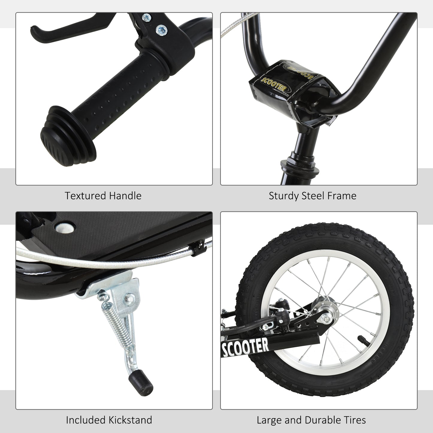 Aosom Youth Kick Scooter with Adjustable Handlebar and 16'' Inflatable Rubber Wheel for Kids and Teens 5+ Year Old, Blue