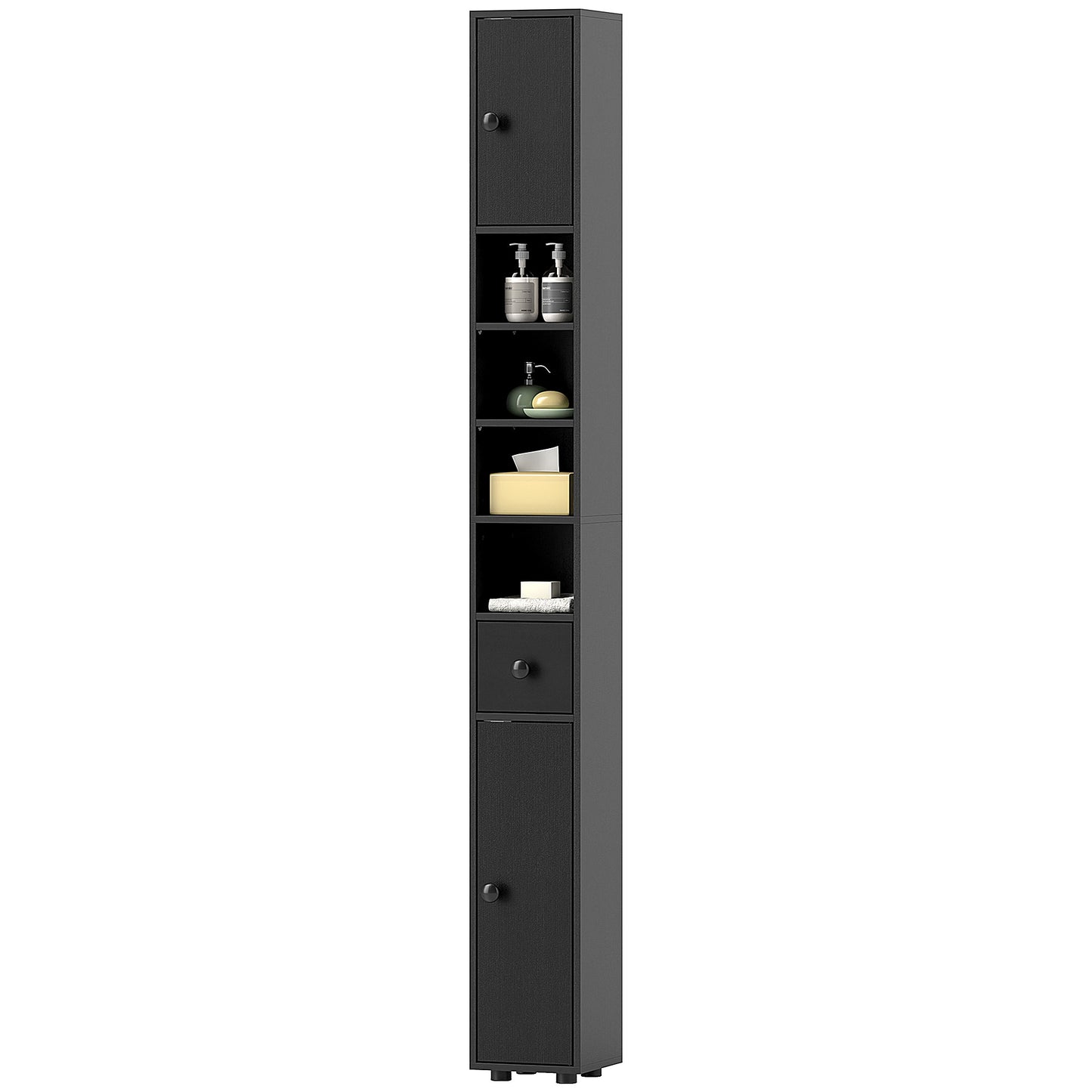 kleankin 71" Tall Bathroom Storage Cabinet, Narrow Bathroom Cabinet with Open Shelves, 2 Door Cabinets, Adjustable Shelves, for Kitchen, Hallway, Living Room, White