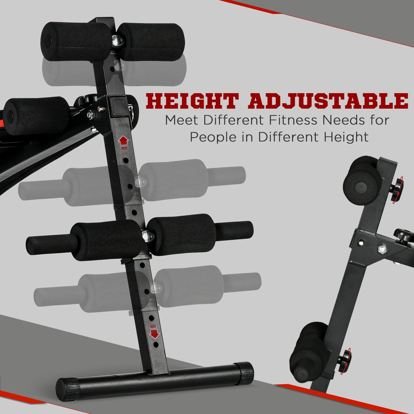 Soozier Sit Up Bench Core Workout Adjustable Thigh Support Foldable For Home Gym Exercise Black