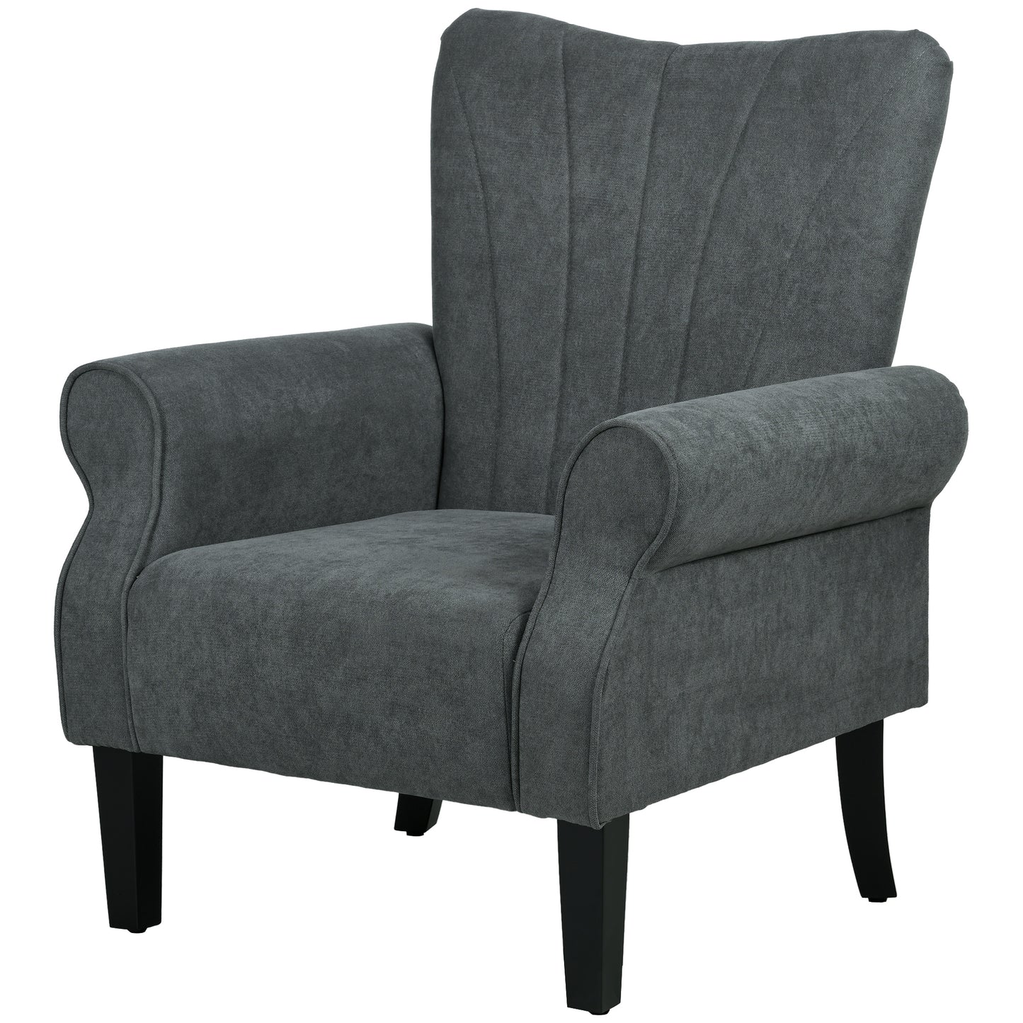 HOMCOM Fabric Armchair, Modern Accent Chair with Wood Legs for Living Room, Bedroom, Home Office, Beige