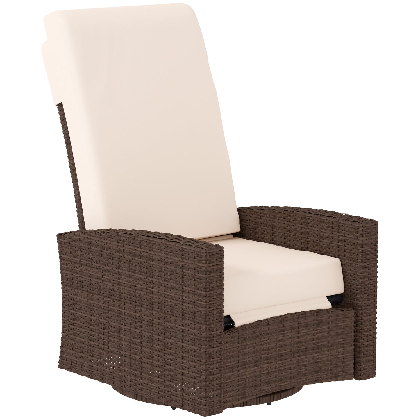 Outsunny Outdoor Rattan Wicker Lounge Chair with Footrest & Soft Cushion for Patio, Garden, Backyard, Sky Blue
