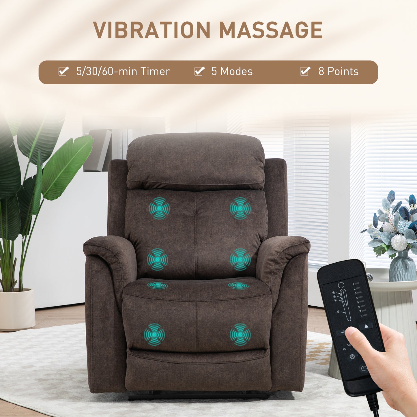 HOMCOM Manual Recliner Chair with Vibration Massage & Side Pockets – Living Room Recliner