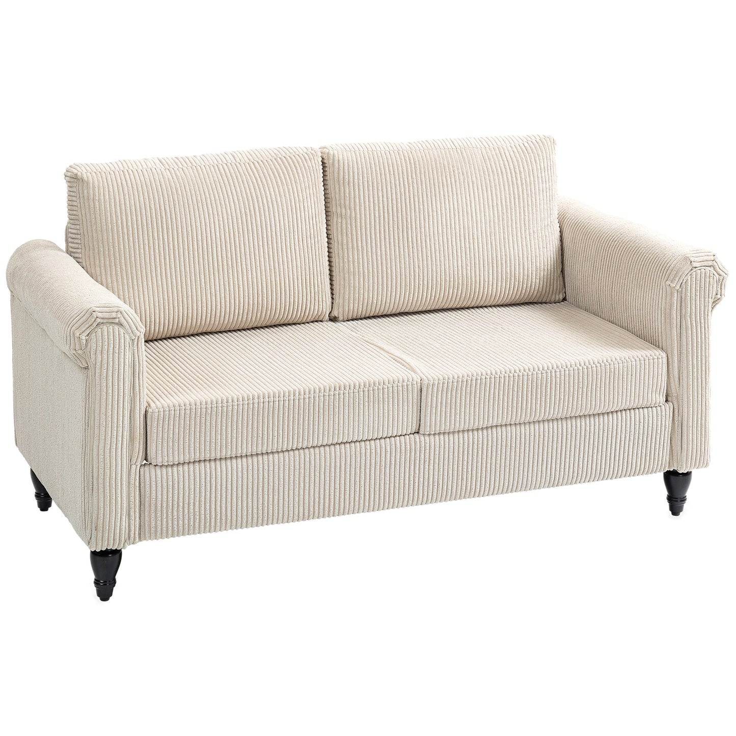 HOMCOM Vintage Loveseat, Upholstered Love Seat Furniture, Chenille-feel Fabric 2 Seater Sofa Couch with Rolled Arms, Gourd-Shaped Rubber Wood Legs for Living Room, Dark Grey