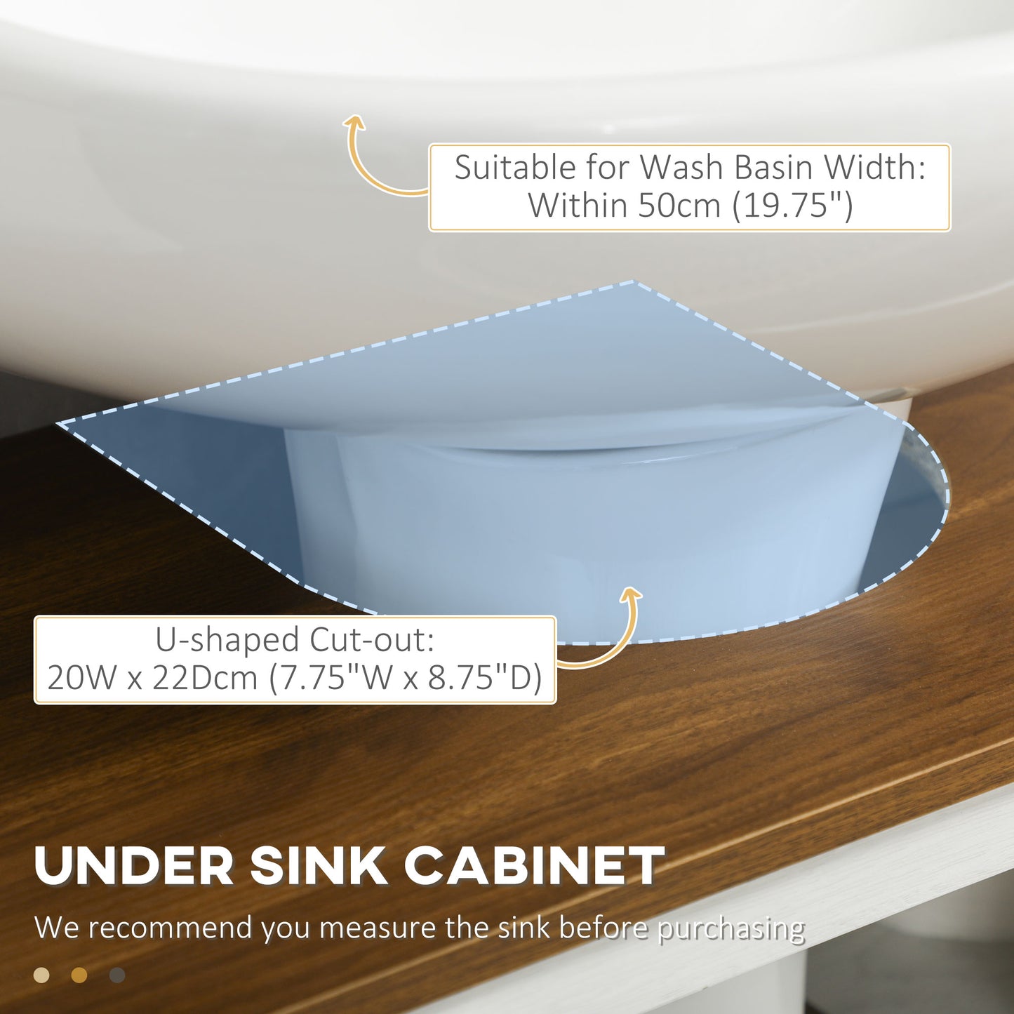 kleankin Farmhouse Bathroom Sink Cabinet, Pedestal Sink Storage Cabinet with Double Doors and Shelves, White
