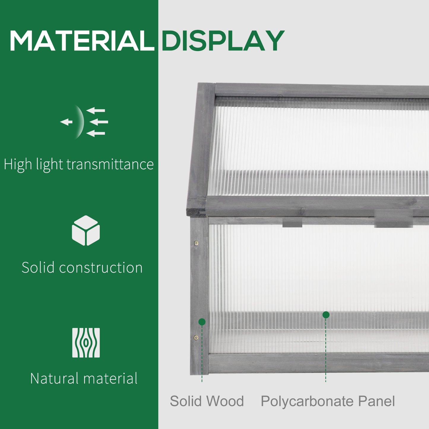Outsunny Wooden Cold Frame Greenhouse Garden Portable Raised Planter with Openable Top for Indoor, Outdoor, Flowers, Vegetables, Plants, 35.5" x 20.5" x 19.5", Natural Wood