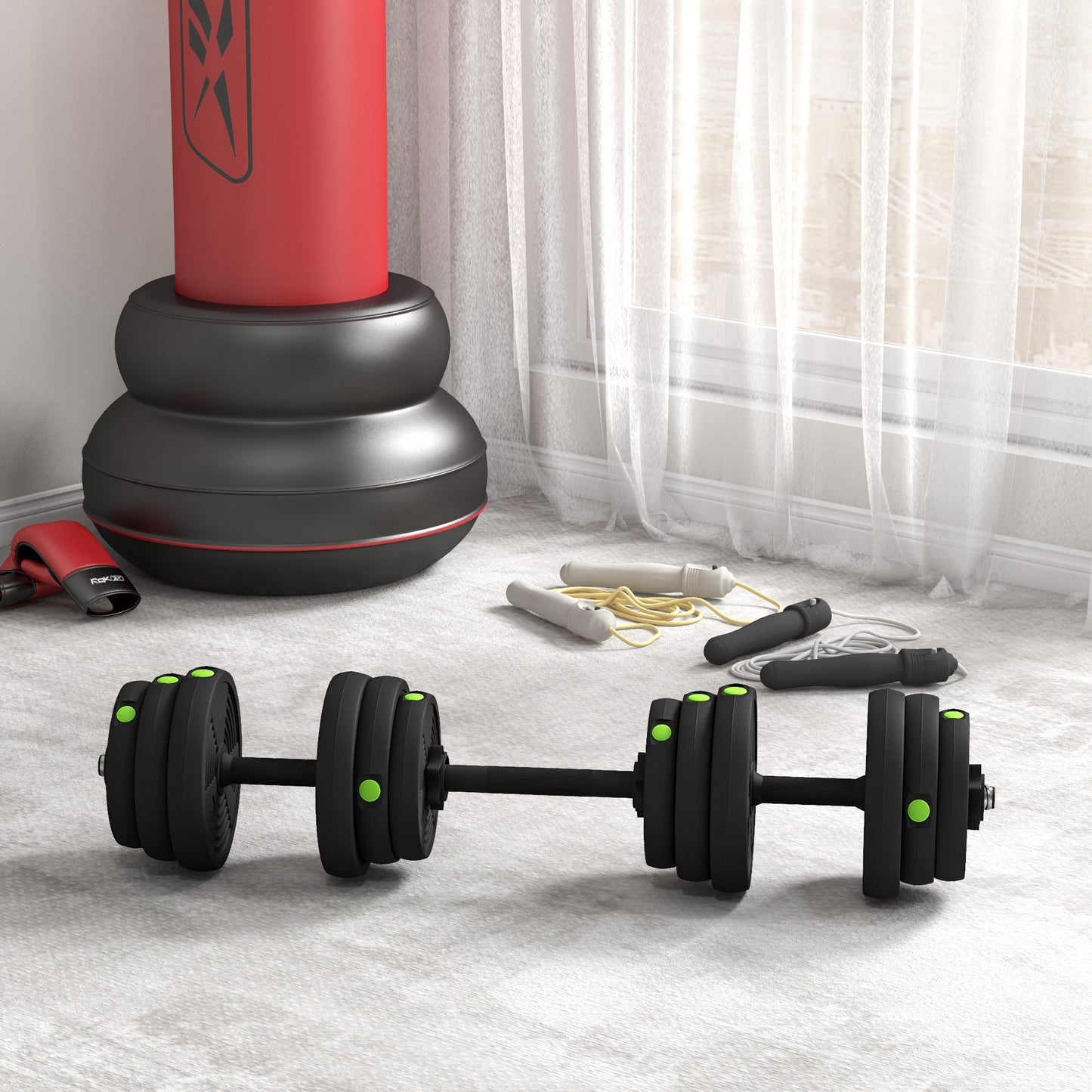 Soozier 55LBS 2-in-1 Adjustable Barbell & Dumbbells Set, Weights Set with Non-slip Handles for Men and Women Home Gym Training