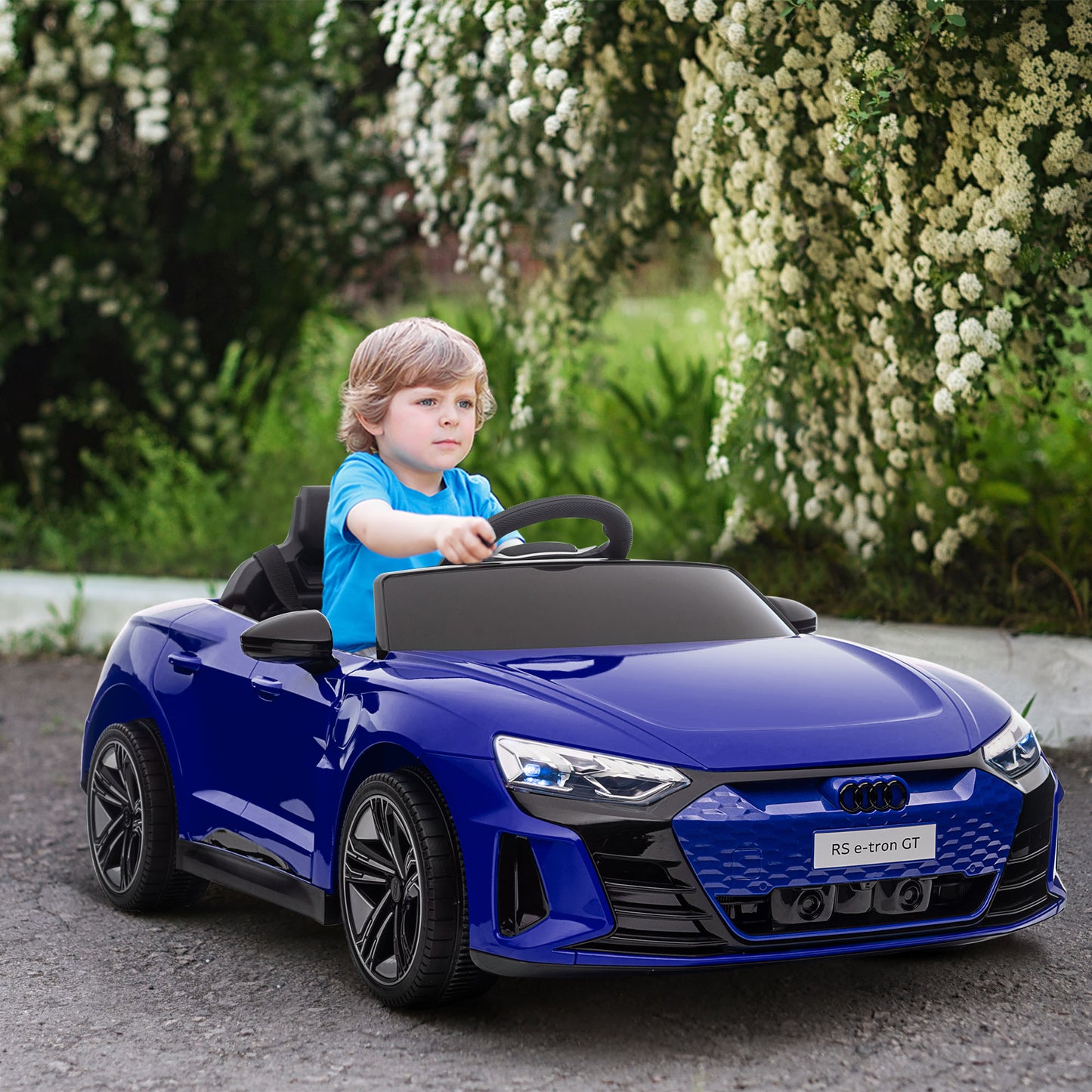 Aosom Ride-On Toy On Car with Remote Control, 12V 3.1 MPH Electric Ride for Kids w/ Suspension System, Horn Honking, White