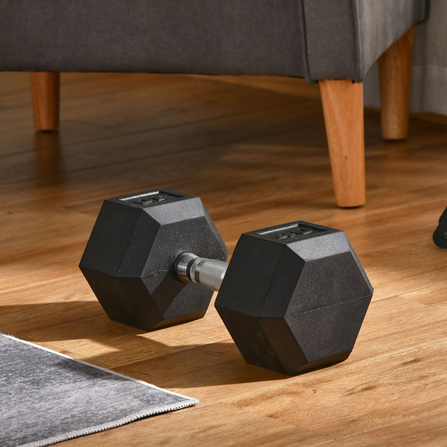 Soozier 40lbs Rubber Hex Dumbbells Weight Dumbbell Hand Weight Barbell for Body Fitness Training for Home Office Gym, Black