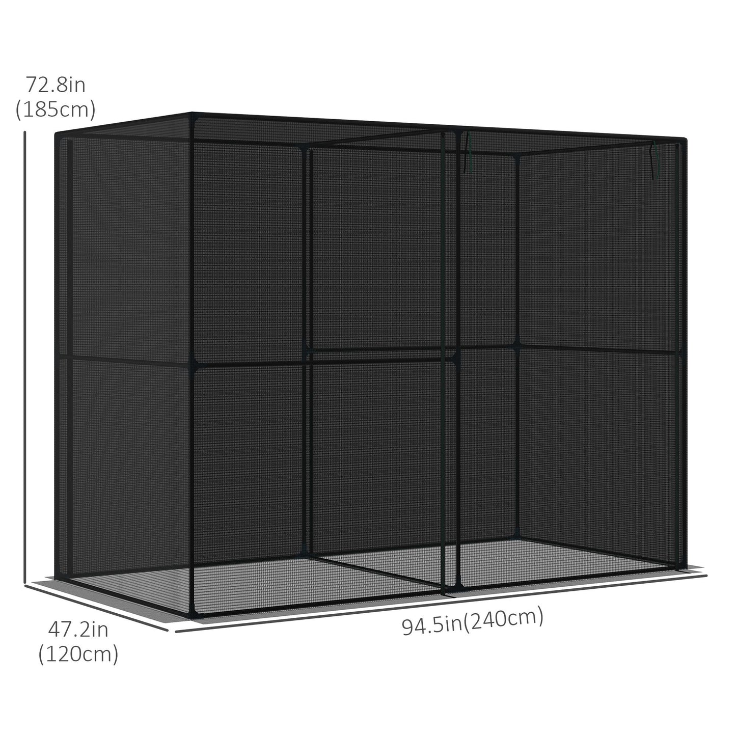 Outsunny 94.5''x47.25''x 72.75'' Heavy Duty Outdoor Greenhouse W/ Frame Garden Planting Warm House With Roll-Up Zipper Doors for Seedlings, Herbs, or Flowers , Black