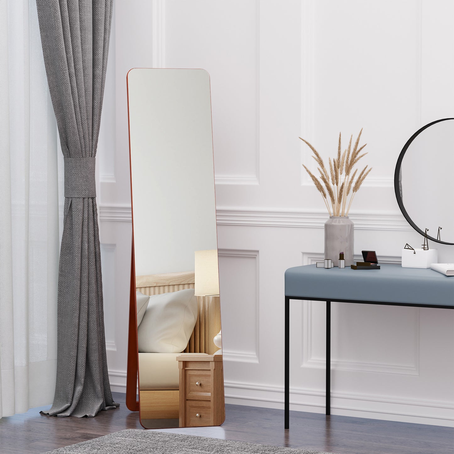HOMCOM Full Length Mirror for Bedroom, Free Standing Dressing Mirror, Wall Mirror with Wood Frame, 15" x 61", Black