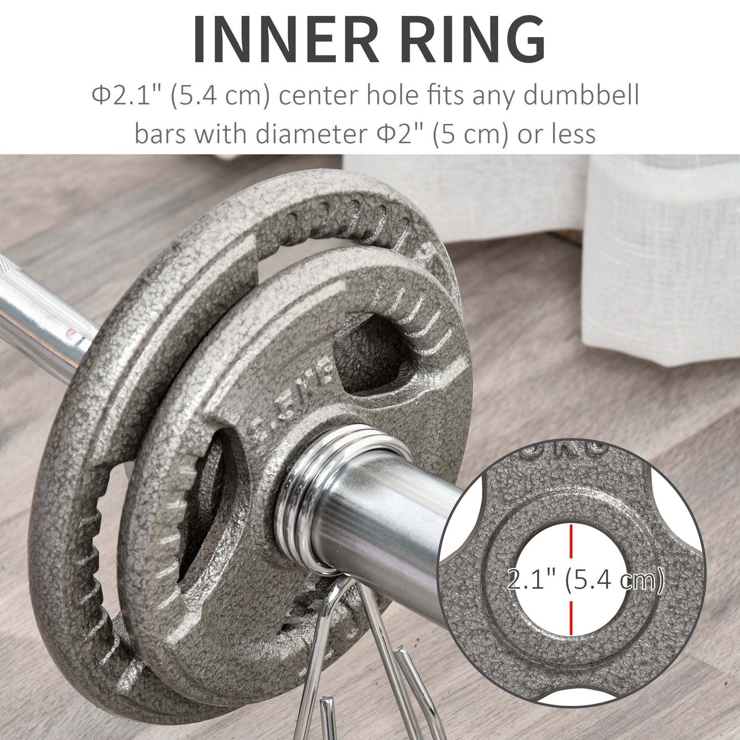 Soozier Set of 4 Weight Plates for 2"/5cm hole Dumbbell Handle Bar, 33 lbs Dumbbell Plates Barbell Weights, 2 x 11 lbs, 2 x 5.5 lbs, Silver