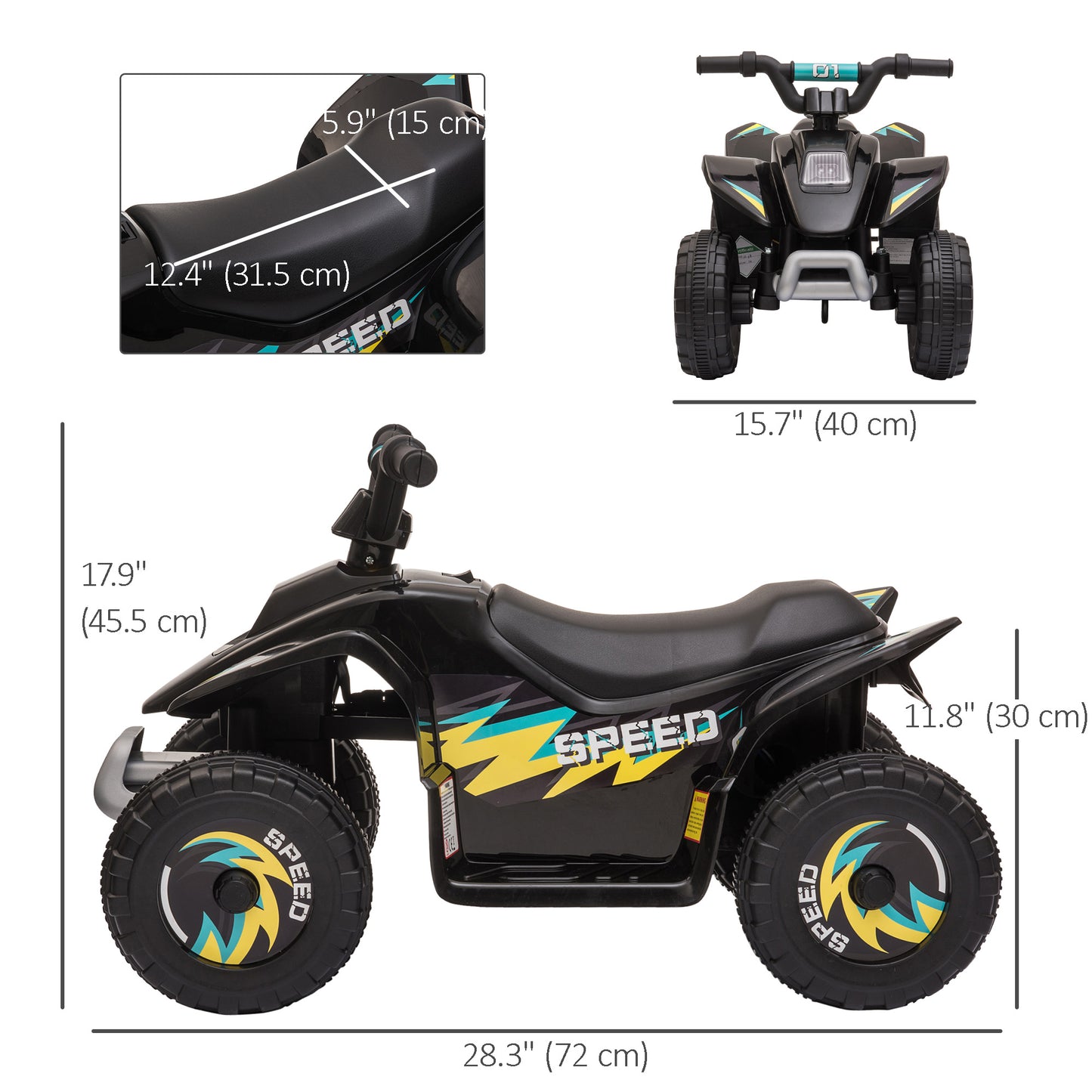 Aosom Kids Ride on ATV, 6V Battery Powered Quad Car with Forward, Reverse Switch, for Boys Girls 18-36 Months, Green