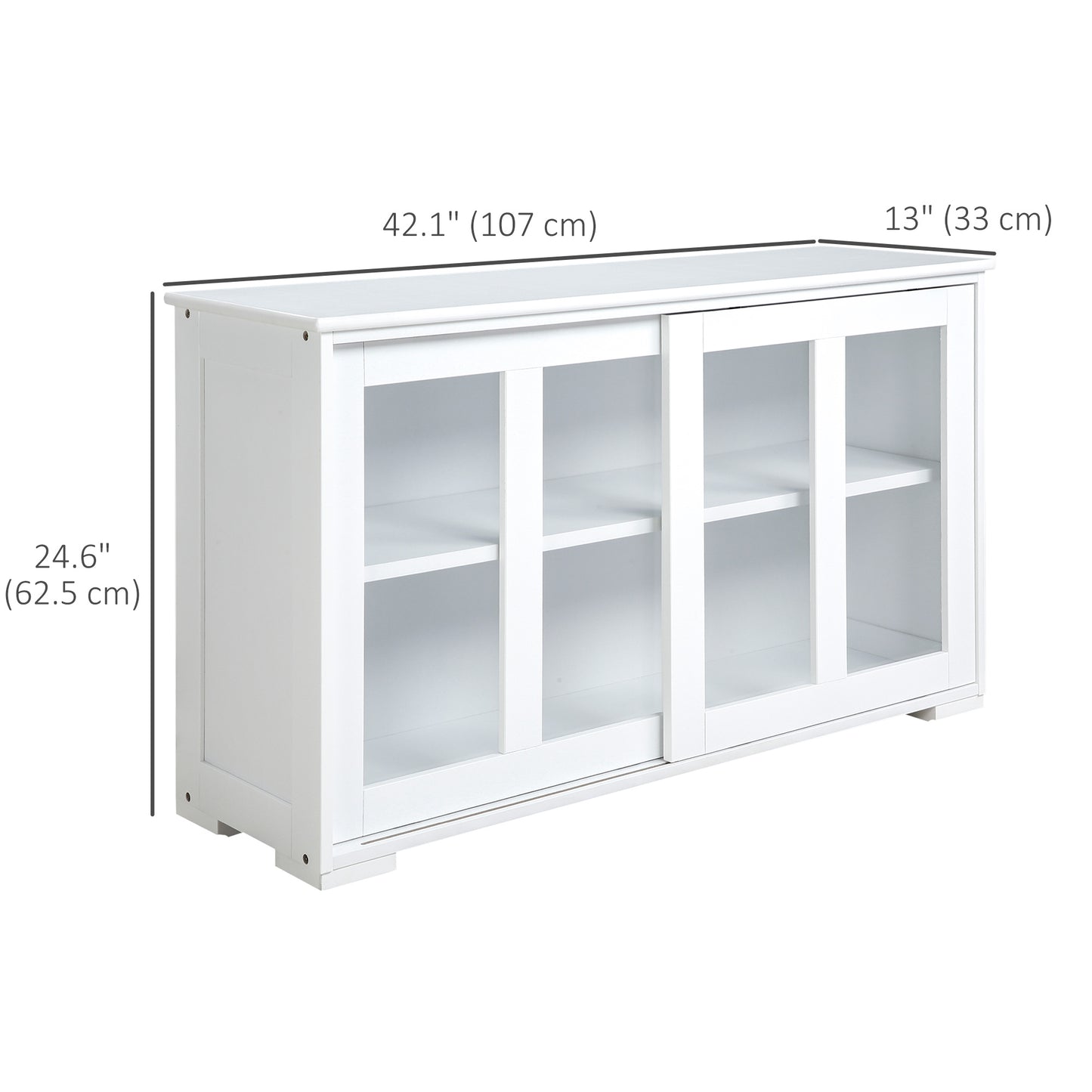 HOMCOM Kitchen Sideboard, Stackable Storage Cabinet, Sliding Glass Door Console, Serving Buffet for Kitchen & Dining Room