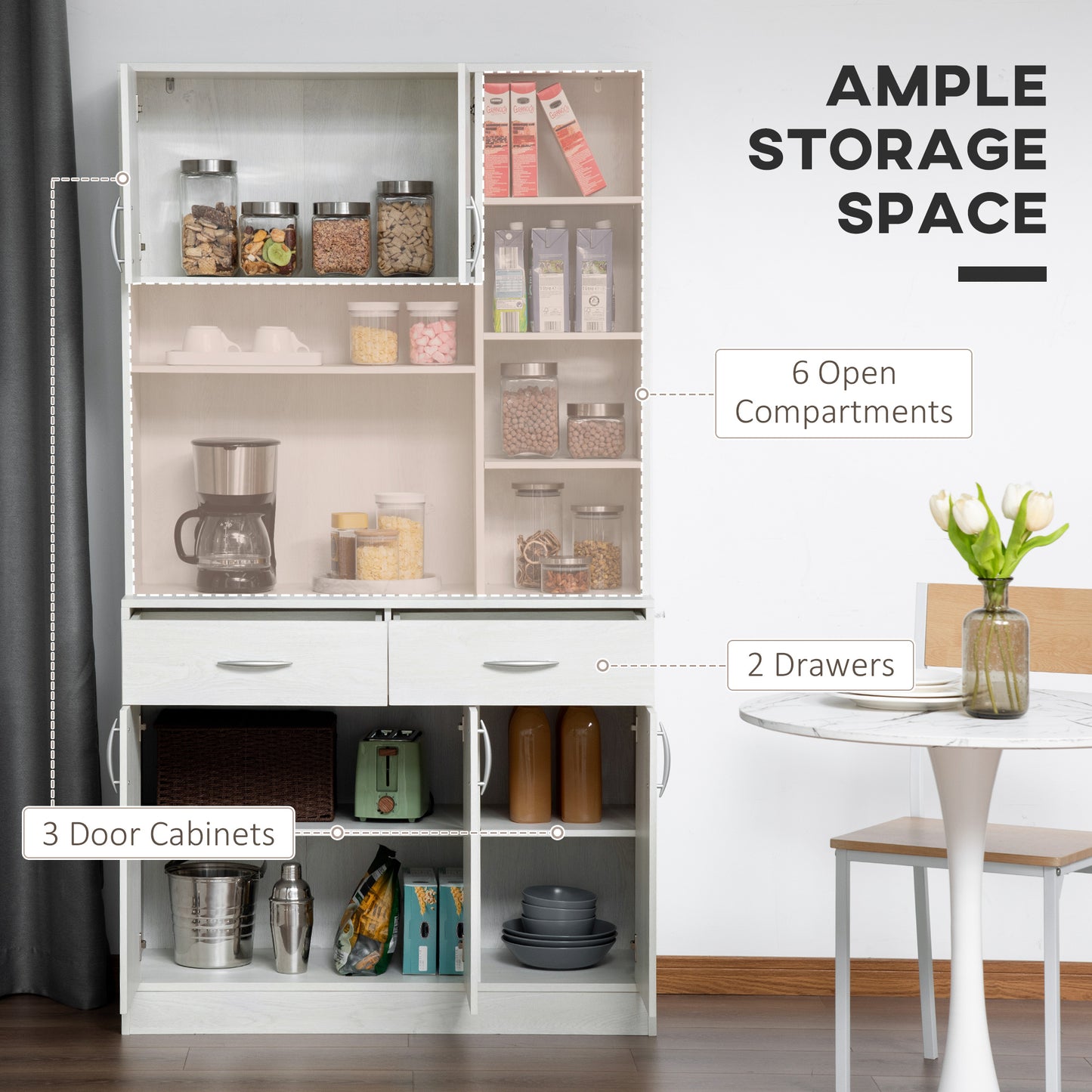 HOMCOM Kitchen Buffet with Hutch Multi Storage Cupboard Cabinet Server Sideboard with Drawers