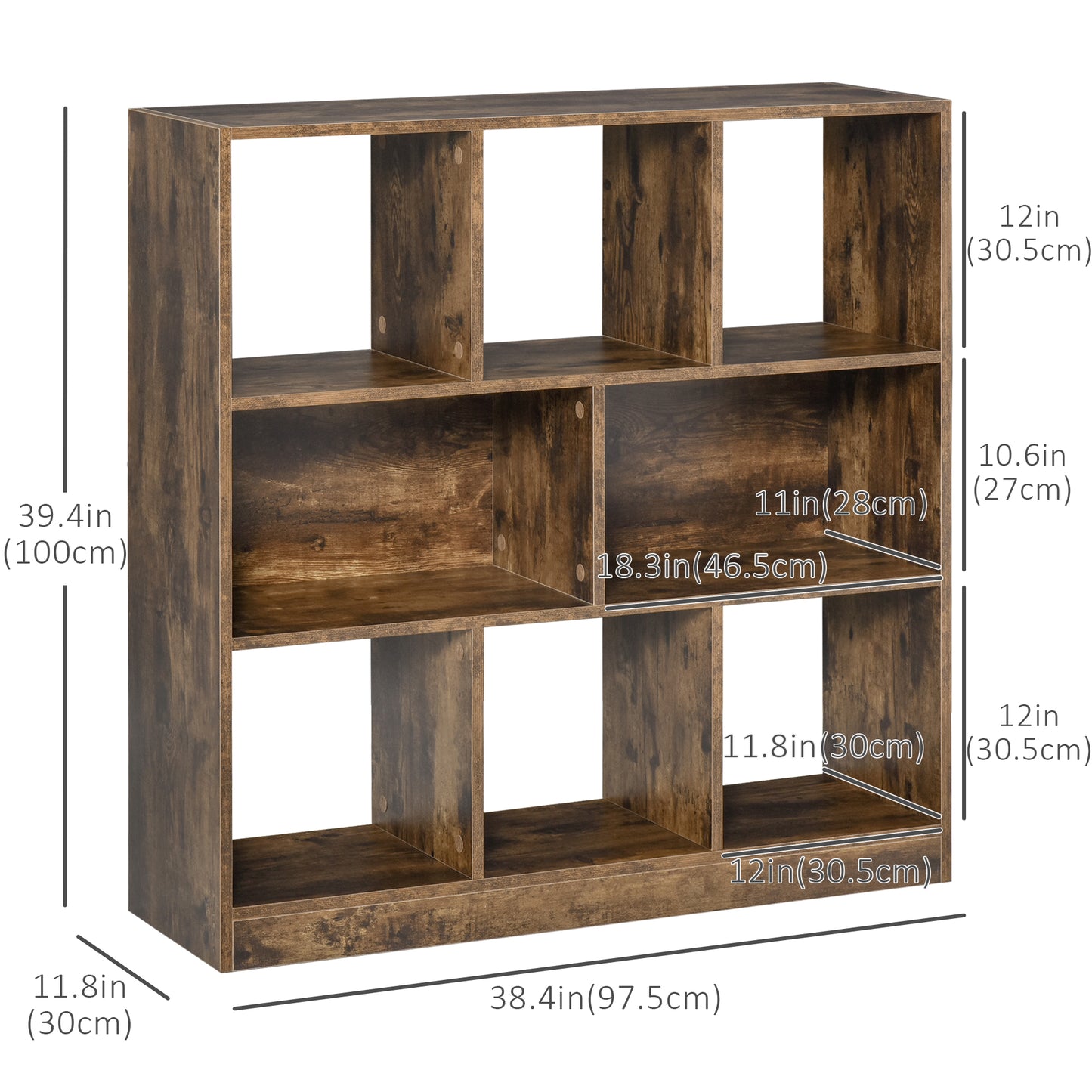 HOMCOM 5-Tier Bookcase, Storage Bookshelf, Display Shelves with Adjustable Shelves for Living Room, Home Office, Nature Wood
