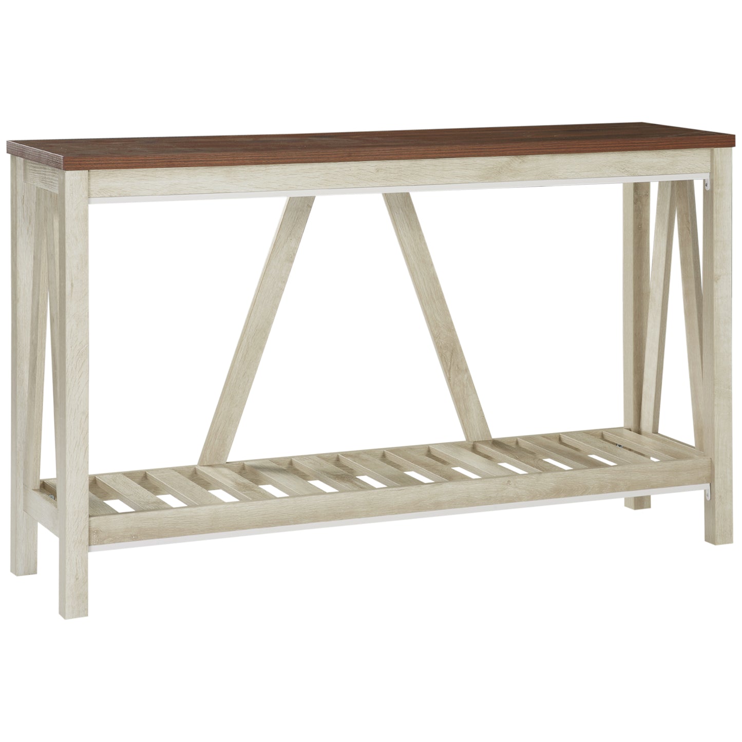 HOMCOM 52" Console Table, Farmhouse Narrow Entryway Table with Storage Shelf, Rustic Sofa Table with Anti-tipper for Living Room and Hallway, Brown