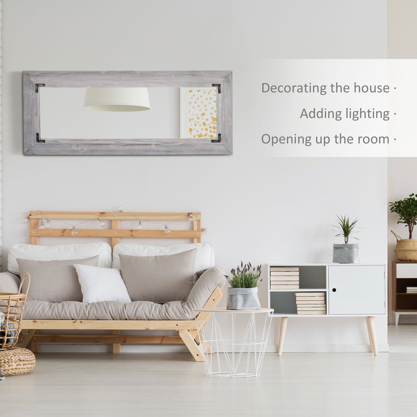 HOMCOM 59" x 23.5" Full Length Mirror, Farmhouse Wall Mount and Leaner Floor Mirror, Vertical and Horizontal for Bedroom, Dark Brown