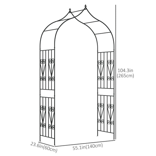 Outsunny 8.7FT Garden Arch Trellis, Outdoor Wedding Arbor for Ceremony with Scrollwork Design for Climbing Roses, Vines and Plants
