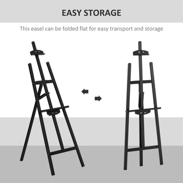 HOMCOM 55" Pine Wood Painting Easel Stand, Adjustable Folding Art Easel, Tilts up to 75° for Adults, Begginners and Students, Black