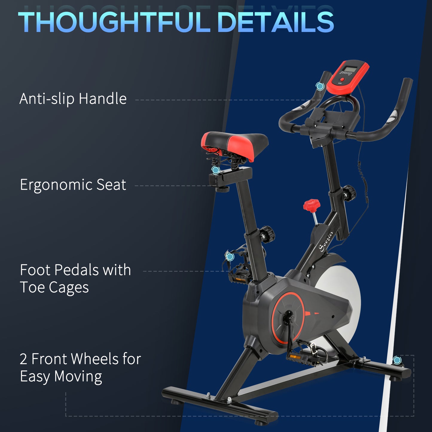 Soozier Upright Exercise Bike, Magnetic Resistance Stationary Bike with LCD Display, Indoor Cycling Bike for Home w/ Adjustable Resistance, Comfortable Seat Cushion