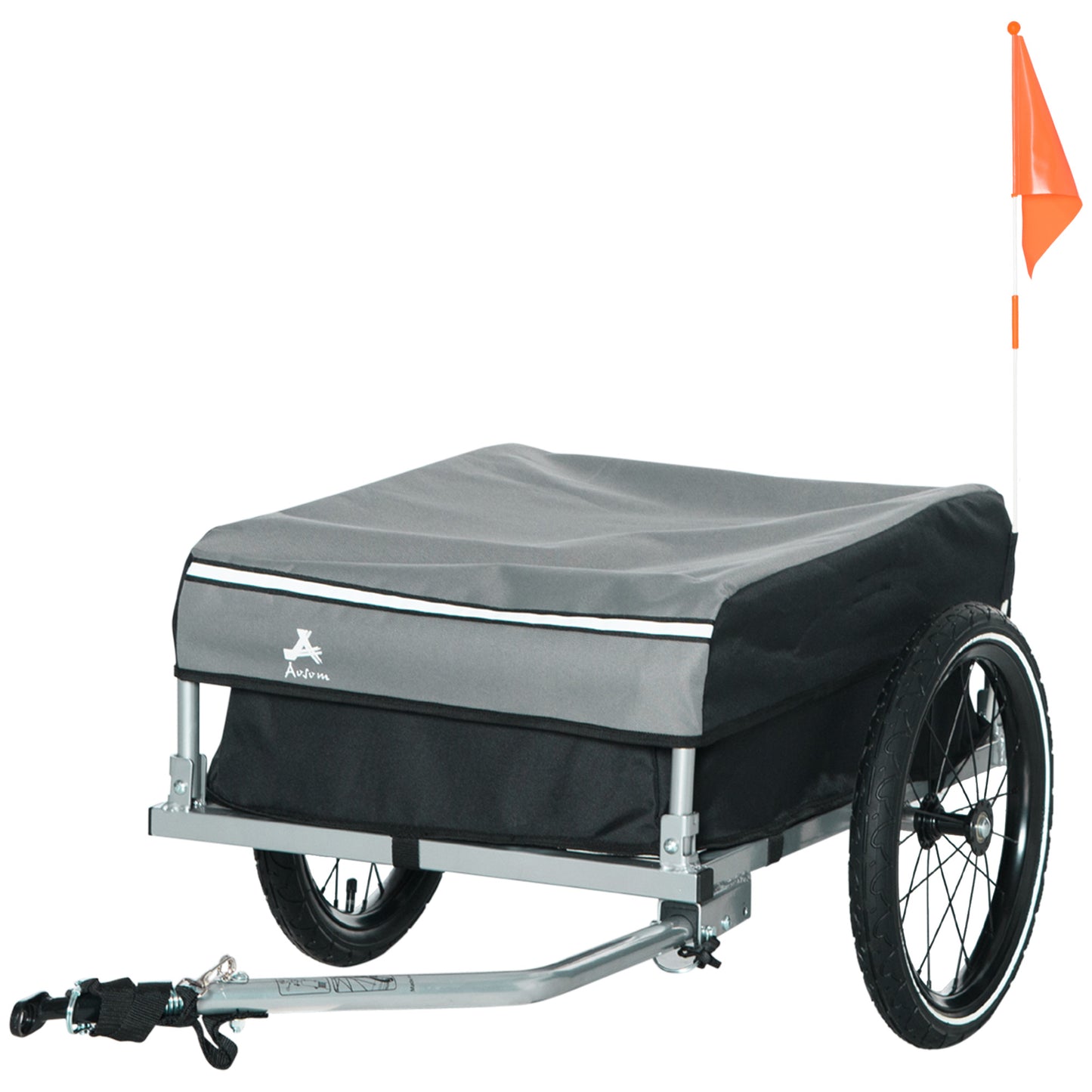 Aosom Bike Cargo Trailer Bicycle Luggage Carrier Cart with Cover Black Red