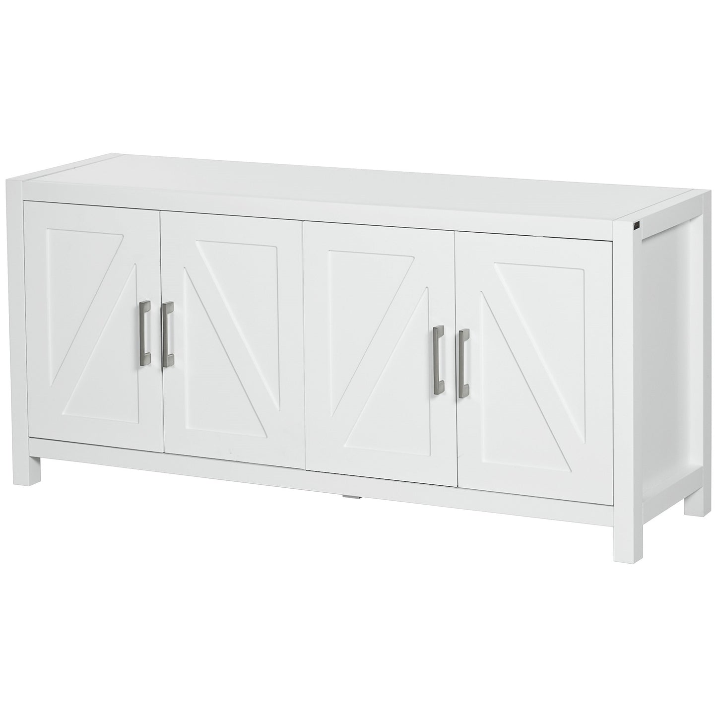 HOMCOM Sideboard Cabinet Buffets Table with Barn Style Doors TV Cabinet Stand for TVs up to 65" with 4 Cable Holes White