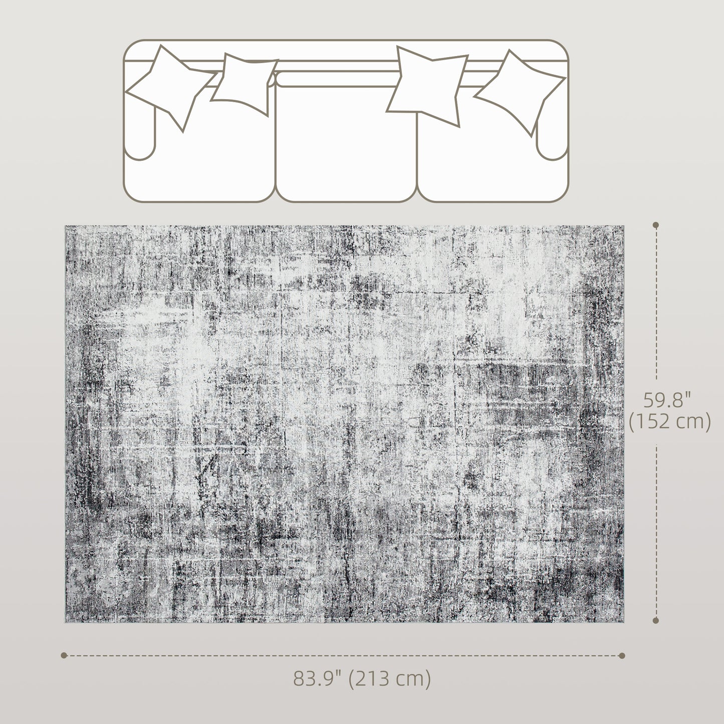 HOMCOM Area Rug for Living Room 9x12, Modern Abstract Machine Washable Rug, Non-Slip Carpet for Bedroom, Dining Room, Grey