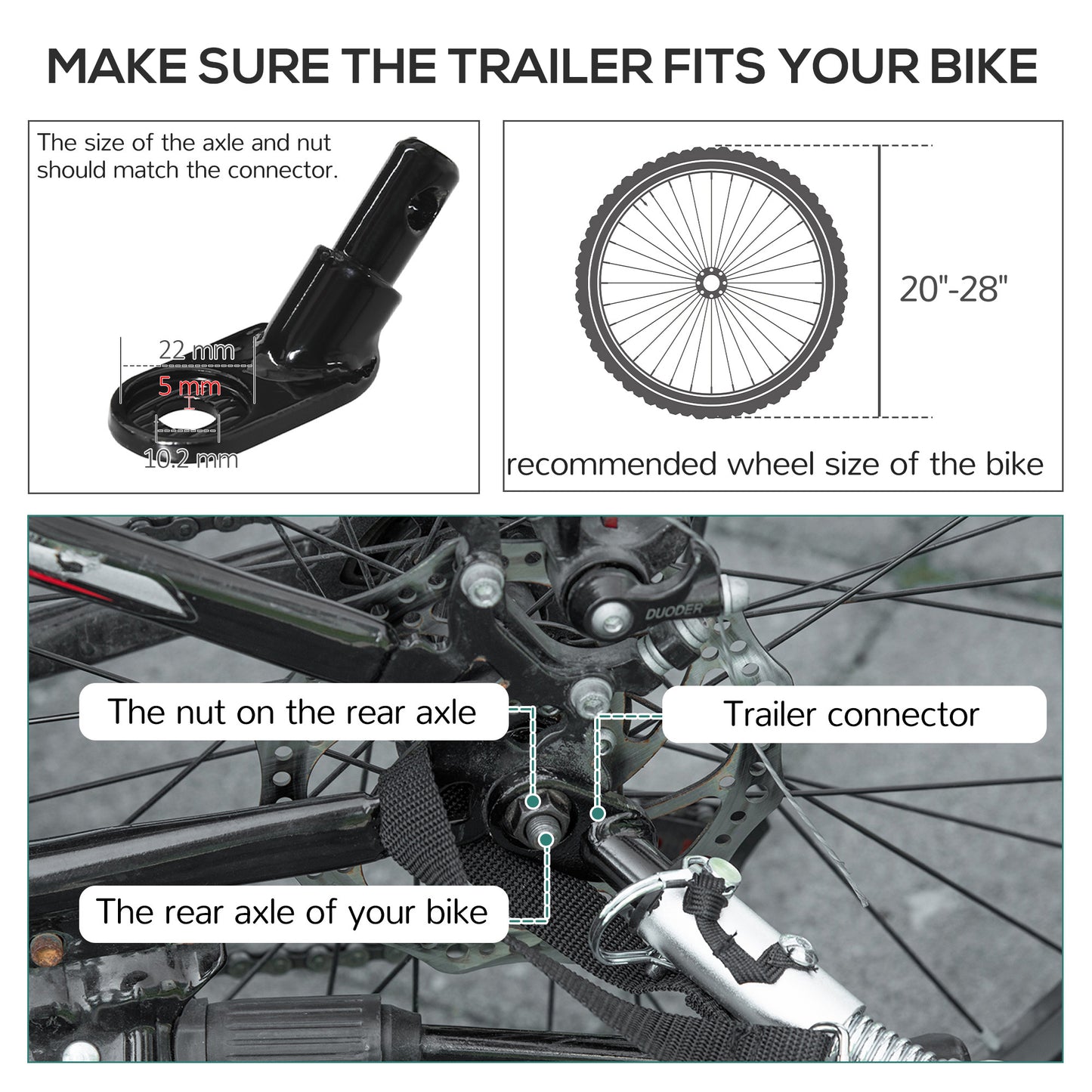 Aosom Bike Cargo Trailer Bicycle Luggage Carrier Cart with Cover Black Red