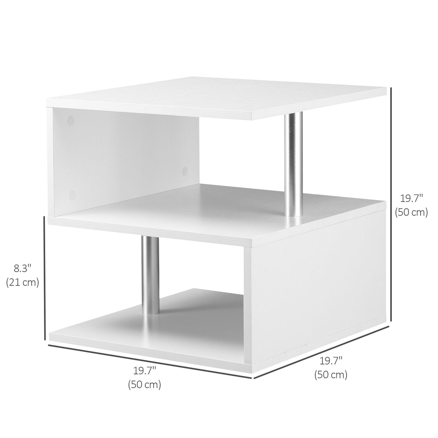 HOMCOM Wooden S Shape End Table 3 Tier Storage Shelves Organizer Living Room Side Table Desk Black