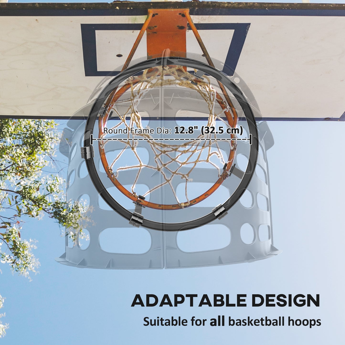 Soozier Basketball Hoop Ball Returner, Height Adjustable Basketball Rebounder with 360° Rotatable Return Chute, Black