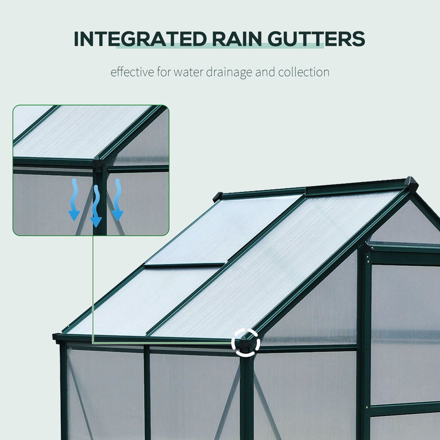 Outsunny 6.2' x 4.3' x 6.6' Clear Polycarbonate Greenhouse Large Walk-In Green House Garden Plants Grow Galvanized Base Aluminium Frame w/ Slide Door