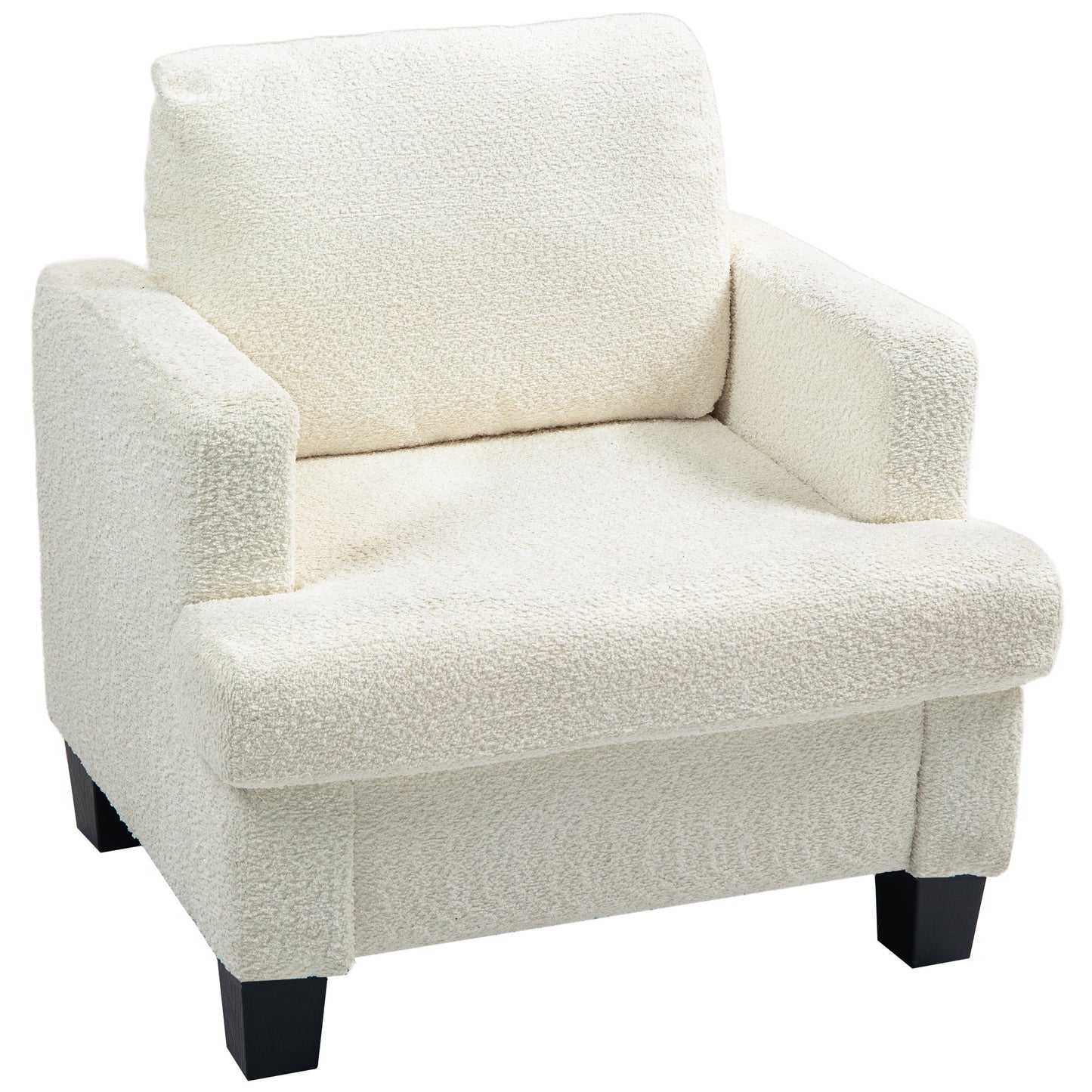 HOMCOM Modern Armchair, Upholstered Chenille Accent Chair with Wood Frame and Back Pillow for Living Room, Dark Grey