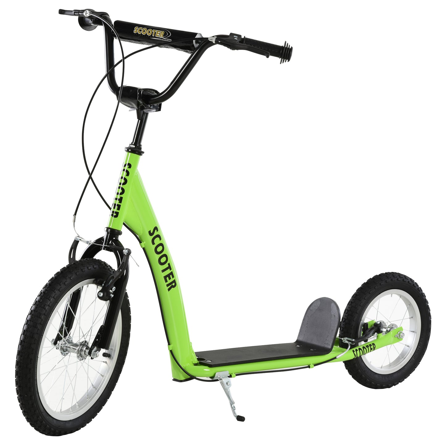 Aosom Kids Scooter with Adjustable Handlebar, Youth Kick Scooter with Dual Brakes, Inflatable Wheels, for Age 5+, Blue