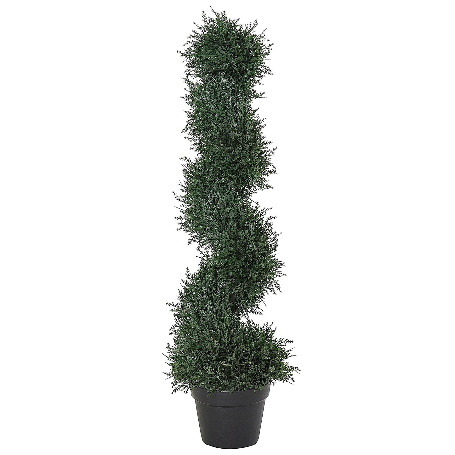 Outsunny 35.5" Topiary Trees Artificial Faux Fakes Spiral Plant Green Cedar Tree Indoor Decor with Nursery Pot