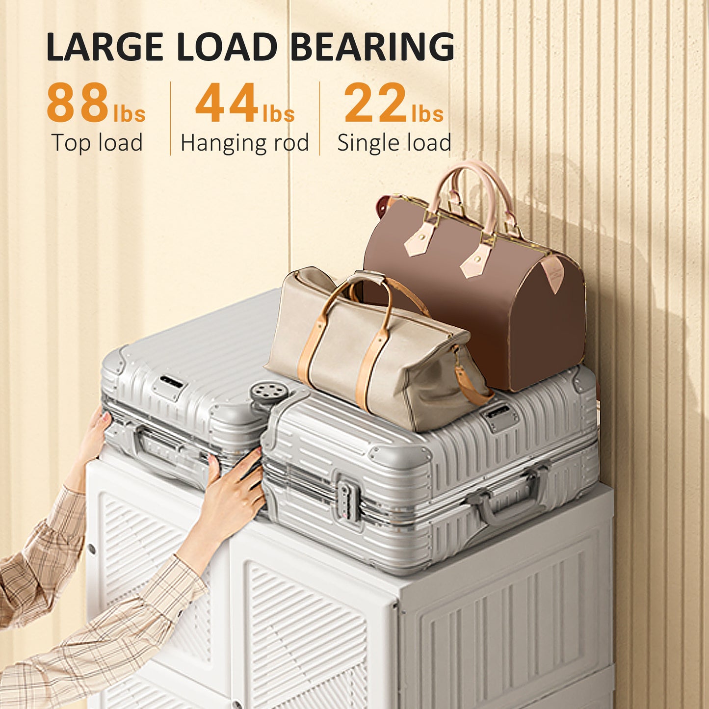 HOMCOM Portable Wardrobe Closet, Folding Bedroom Wardrobe, Clothes Storage Organizer with Cube Compartments, White